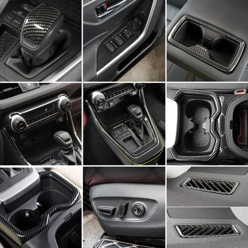 For Toyota Rav 4 Rav4 5 Gen 2019 2020 Carbon Fiber Printed ABS Interior Moulding Center Console Dashboard Modify Decoration