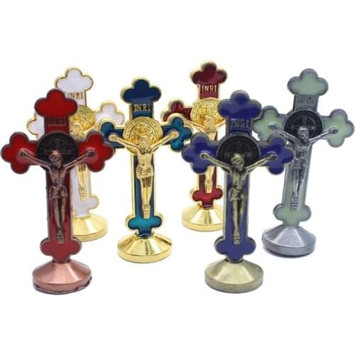 Metal Color Enamel Jesus Cross Catholic Church Icon Articles Religious Jewelry Gifts
