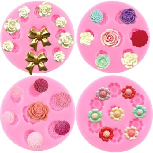 Daisy Rose Silicone Mold Flower Cupcake Topper Fondant Cake Decorating Tools Chocolate Gumpaste Molds Candy Clay Resin Moulds