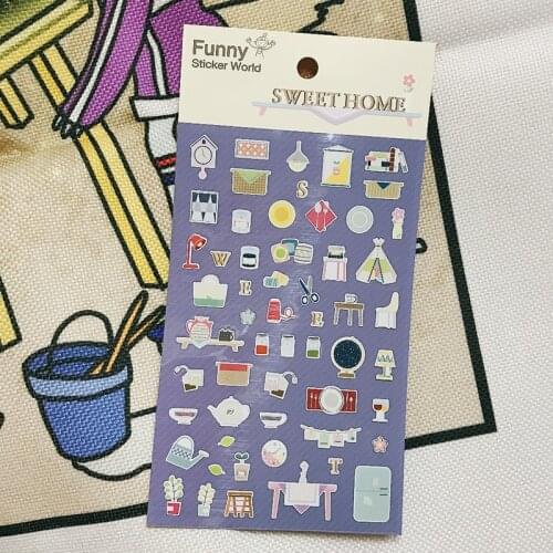 Korea Brand Funny Sweet Home Design Scrapbooking Paper Sticker Label For DIY Stationery Diary Mobile Cups Decoration Suppliess