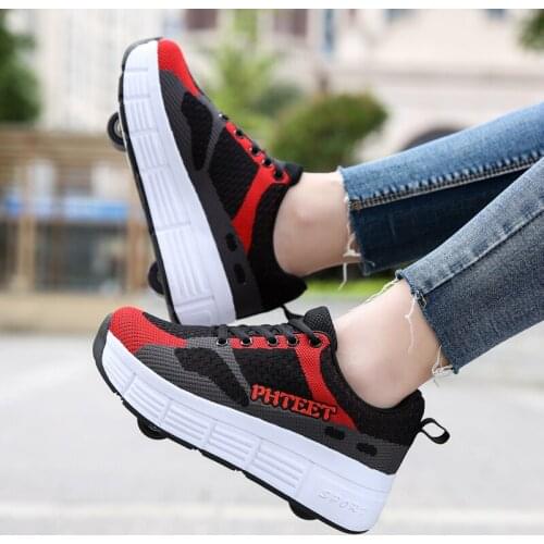 Roller Skate Shoes for Kids Boy Girl Wheels Sneakers with Wheels Children Boys Girls Roller Skating Sneaker Mesh Tennis Shoes