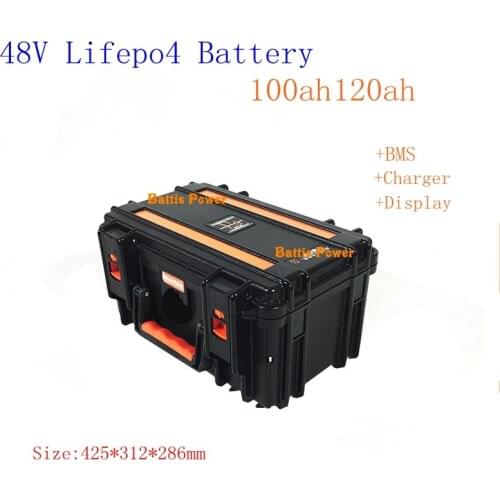 48V 100Ah 120Ah 150Ah 200Ah LiFepo4 lithium battery pack with BMS for 5000w motorhome electric car solar energy+10A charger