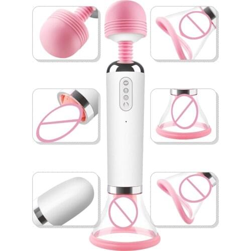 Tongue Licking Clitoris Stimulator Nipple Clit Sucking Vibrators Heating 3 in 1 Power Magic Wand AV Vibrator Sex Toys for Women