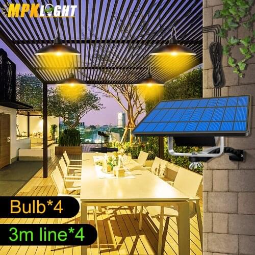 MPK Single Double Head Chandelier Solar Pendant Light Outdoor Indoor Solar Lamp With Cable Line Bulb Shed Light for HomeGarden