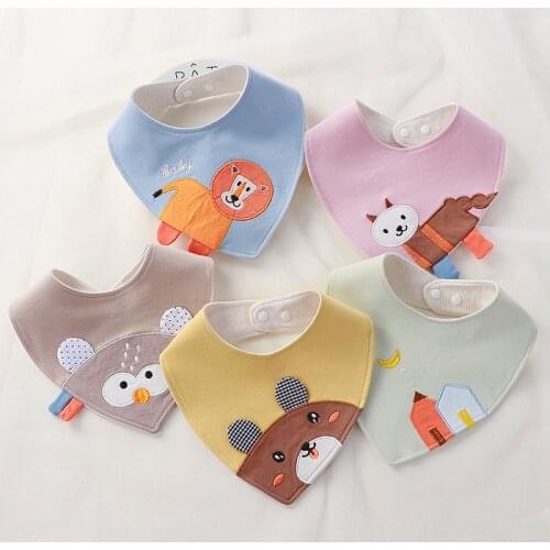 Soft Cotton Baby Bibs Newborn Feeding Smock Infant Triangle Burp Cloths Cute Cartoon Saliva Towel Baby Eating Accessory Kids Bib