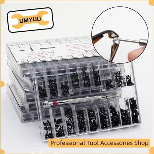 UMYUU 18 Species Of Spectacles Frame Notebook Screw Small Screw Set Miniature Screw Watch Black Cover Screw