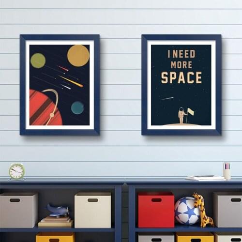 Space Poster Wall Art Canvas Prints , I Need More Space Science Art Canvas Painting Outer Space Planets Print Cosmos Poster