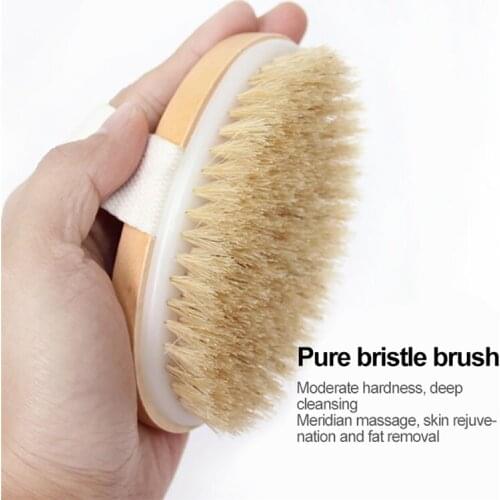 Natural Bristle Bath Brush Exfoliating Wooden Body Massage Shower Brush SPA Woman Man Skin Care Dry Body Brush