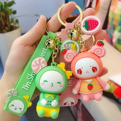 New Korean Sweetheart Cute Doll Keychains Accessories Ice Cream, Chocolate Baby Bear Key Chains Bag Pendant Trinket Key Rings