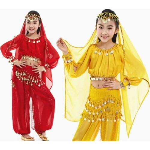 New Style Kids Belly Dance Costume Oriental Dance Costumes Belly Dance Dancer Clothes Indian Dance Costumes For Kids 5pcs/set