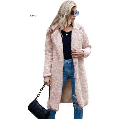 Womens Faux Fur Coat Warm Teddy Bear Coat Women Jackets Female Teddy Outwear Plush Overcoat Long Coat Winter Plus Size New