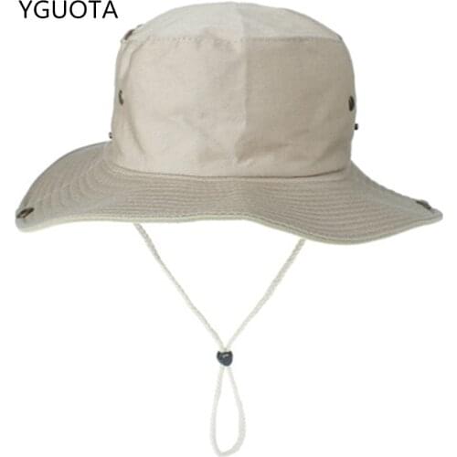 The New Spring And Summer Of 2021 Male Outdoor Travel Bucket Hat Pure Color Breathable Folding Sunscreen Ms Panama Cap