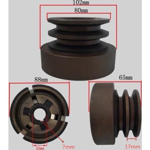 （Flat key）Double Groove Belt Clutch fits for 188F/190F/GX390/GX420 Engine with 25mm shaft output used for water pump/cutter