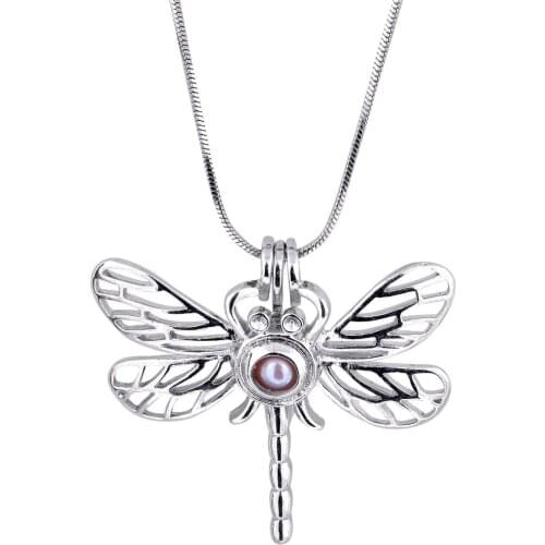 Plated sliver Dragonfly Pearl charm Pendants animal shape Wish Love Pearl Pendant Girl Good Gift P68