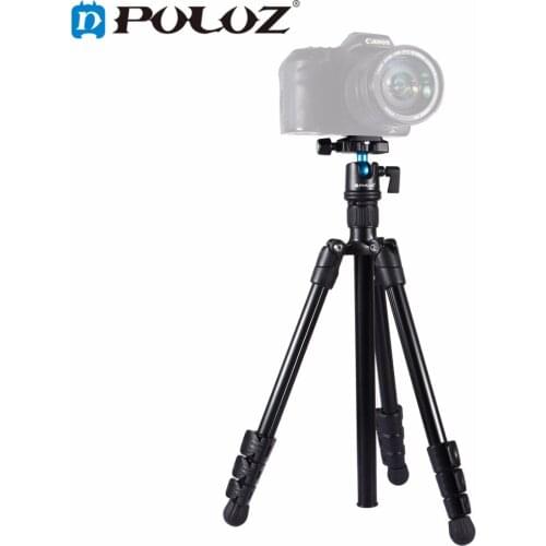 PULUZ Foldable Camera Tripod holder 4-Section Folding Legs Metal Tripod Mount with 360 Degree Ball Head for DSLR&Digital Cameras