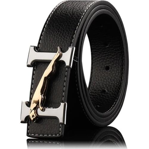 2020 Jaguar Luxury Vintage Designer Belt H Buckle Men High Quality Women Genuine Real Leather Dress Strap H Belt for Jeans