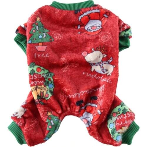 Pet Christmas Dog Cartoon Clothes Pattern Dog Pajamas Dog Santa Print Jumpsuit Winter Warm Jacket Clothing
