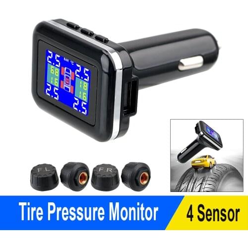 TPMS Car Tire Pressure Alarm Monitor System LCD Display 4 External Sensors Tyre Pressure Temperature Warning Security Systems