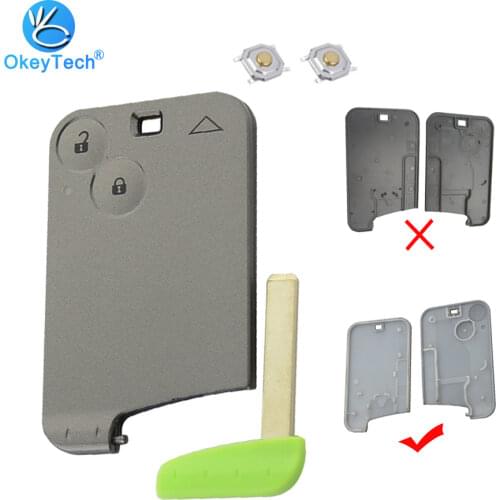 OkeyTech for Renault Laguna Espace Smart Card Remote Car Key Shell Fob Cover Case 2 Button with Insert Blank Blade Micro Switch