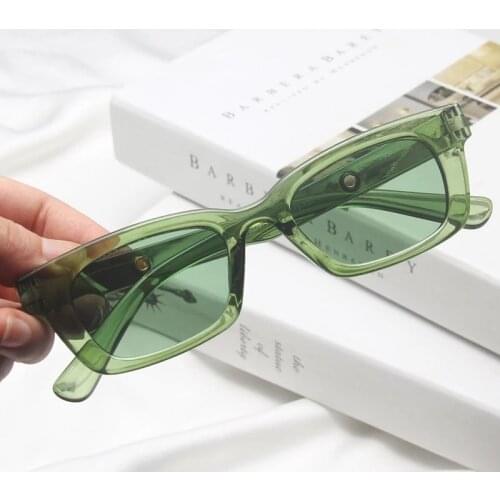 New Women Rectangle Vintage Sunglasses Brand Designer Retro Points Clear green Sun Glasses Female Lady Eyeglass Cat Eye Driver