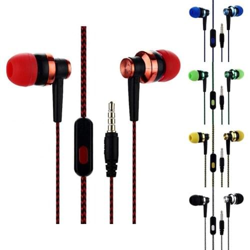 Stereo 3.5mm In-ear Braided Wired Earbuds Earphone Universal Headphone with Mic