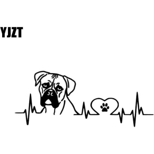 YJZT 18CM*7.3CM Boxer Love Pules Vinyl Decoration Car Sticker Black/Silver C2-3259