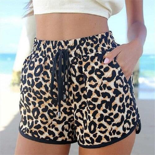 2020 New Women Summer Leopard Lace Shorts Up High Waist Elastic Cotton Short Beach Casual Shorts