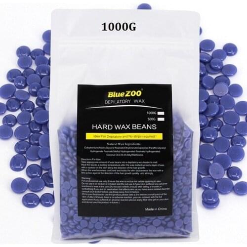 BLUE ZOO 500/1000g Depilatory Wax Bean Pellet Hot Film Hard Wax Bean for Body Bikini Face Hair Removal No Strip Waxing Wax Beans