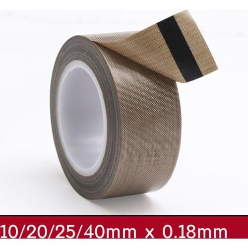 10 20 25 40mm x 0.18mm PTFE Adhesive Cloth Insulated Vacuum Sealing Machine High Temperature Resistant Electric PTFE Tape 10m