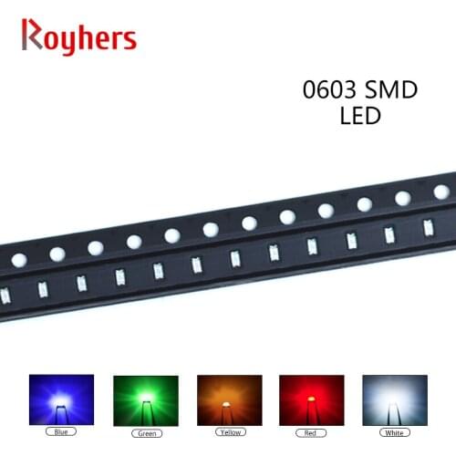 100pcs 0603 SMD LED White Red Yellow Blue Green Orange Purple RGB High Light Emitting Diode Kit PCB DIY