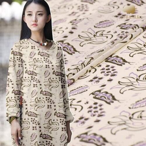 12mm digital printing silk linen fabric 140cm chinese silk fabric cheongsam dress natural linen fabric wholesale linen cloth