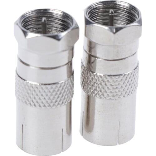 2 Piece F Type Man Plug Connector Socket To Rf Coax For TV Antenna Female Rf Adapters