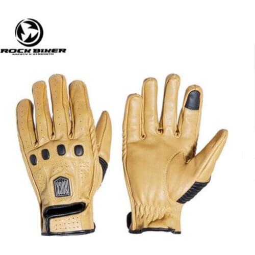 2018 New ROCK BIKER Vintage motorcycle riding gloves Motorbike racing glove made of leather sheepskin can touch screen 2 colors