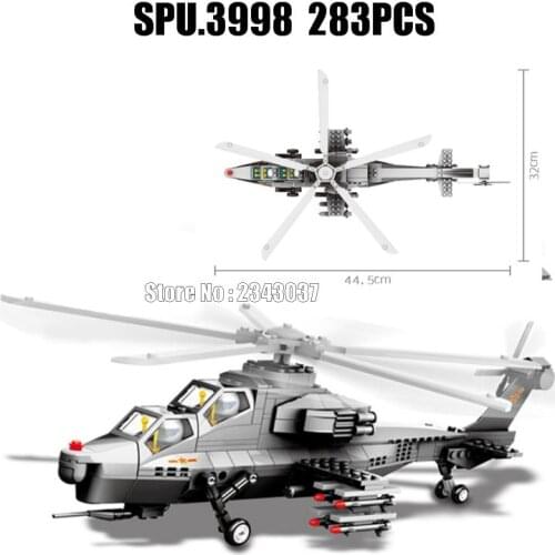 Jx002/4002 283pcs Al Dr. Luck Wz-10 Helicopter Airplane Building Blocks 2 Toy