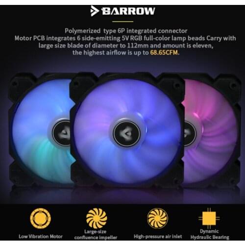 Barrow BF04-PR, PWM Fans, LRC 2.0 5V, 6pin Interface, Light/Speed Integrated Radiator Fans, Need To Work With Controller