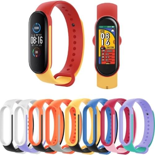 Bracelet for Xiaomi Mi Band 5 Two-color Sport Strap Watch Silicone Wrist Strap For Xiaomi Mi band 5 Replacement Wrist Straps