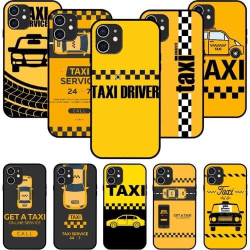 For iPhone 11 12 8 Plus Mini Pro X XR XS Max 4 5 7 6 6S 8 SE Phone Case Black Cover Etui Tpu Prime Yellow Caveat Taxi cab