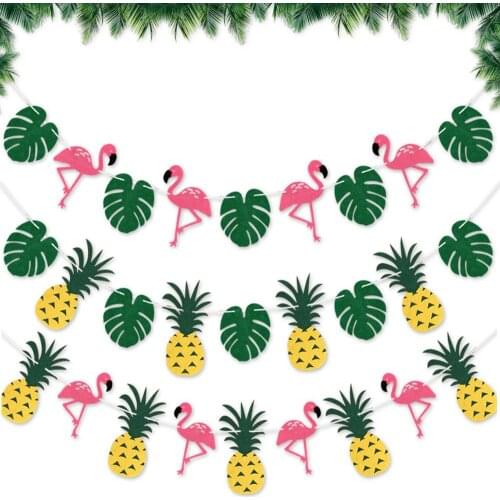 Hawaiian Party Decorations Latex Balloons Banner Straw Disposable Party Tableware Flamingo Decor Jungle Tropical Party Supplies
