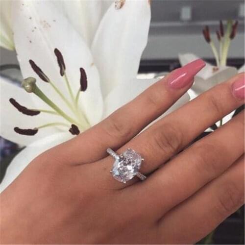 Hot Sale 925 Sterling Silver Wedding Rings Finger Luxury oval cut 3ct Diamond Rings For Women Engagement gemstone Jewelry Anel
