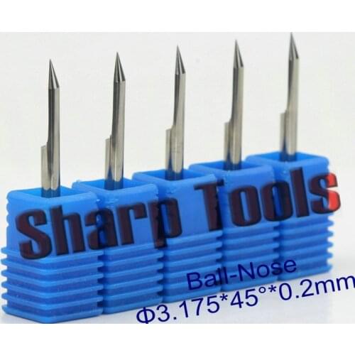 3.175*0.2mm*45 Degree V Engraving Tools CNC Woodworking Router Bits Cutters for Wood 3D Carving, CNC Bits Ball Nose Mill Cutter