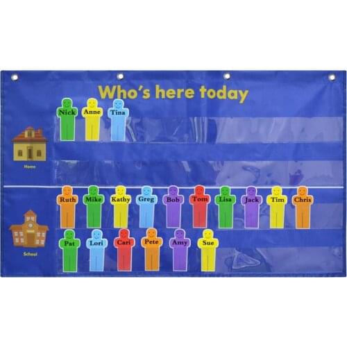 Godery Who Is Here Today Attendance Pocket Chart Suitable for Classroom, Preschool, Kindergarten with 36 Replacement Cards