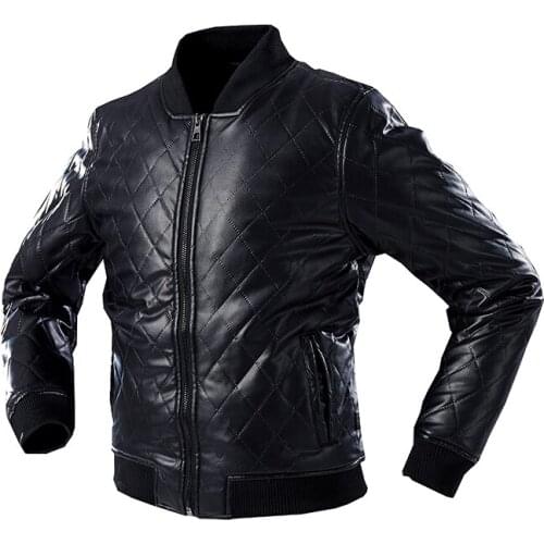 Leather Jacket Men Winter Fashion Bomber Jackets U Leather Coat Fleece Jackets Man Black Faux Coats Men S-XXL Motorcycle Jacket