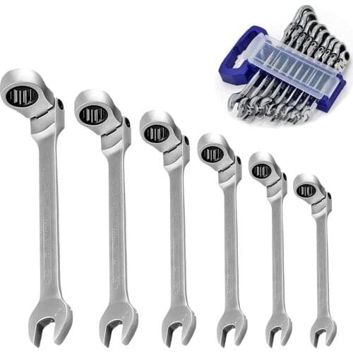 9Pcs Ratchet Wrench Set With Flexible Head 8-19mm Metric Combination Wrench Torque Gear Spanner Multifunctional Car Repair Tool