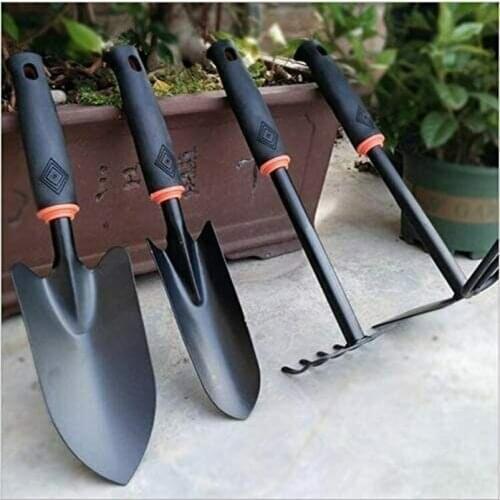 4pcs Garden Tools Set Trowel Rake Shovel Heavy Duty Metal Outdoor Ergonomic Gardening Furniture Set