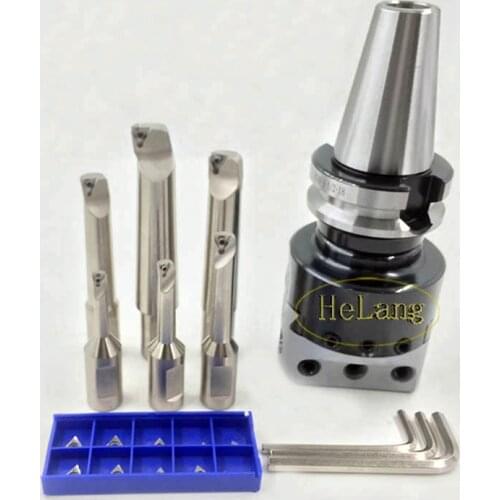 New BT40 M16 arbor F1 -18 75mm boring head and shank 18mm 6pcs boring bar and 10pcs carbide inserts