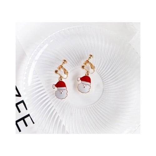 Wholesale Wholesale Snowman Ear Stud Winter Womens Christmas Earrings Sweet Cute Snowflake Reindeer Mini Candy Ear Clip