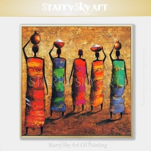 Excellent Design Hand-painted High Quality Modern Abstract African Woman Oil Painting on Canvas Fine Art Africa Figures Painting