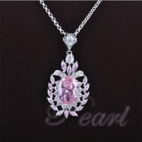 Trendy Jewelry Purple & Pink Color Rhinestone Swiss Pendant Necklace For Girls GLD0213