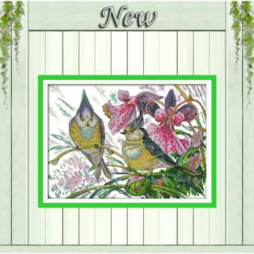 The early spring birds decor painting counted printed on canvas DMC 14CT 11CT Chinese Cross Stitch Needlework Set Embroider kits