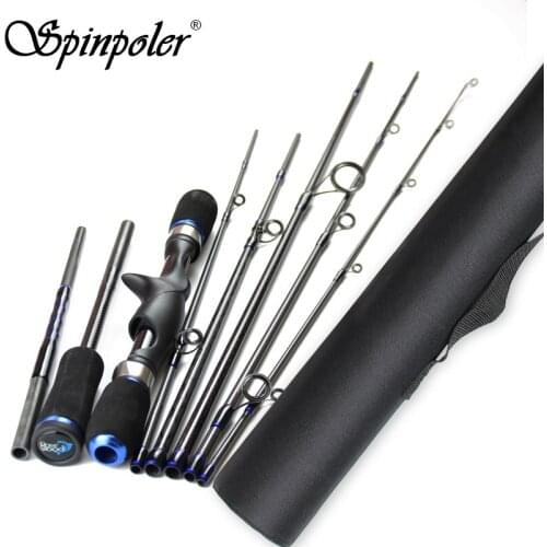 Spinpoler 8 Sections 1.8m Casting Fishing Rod Mh Power 2.1m Spinning Rods M Actions Travel Bass Trout Fishing Tackle Peche Pole